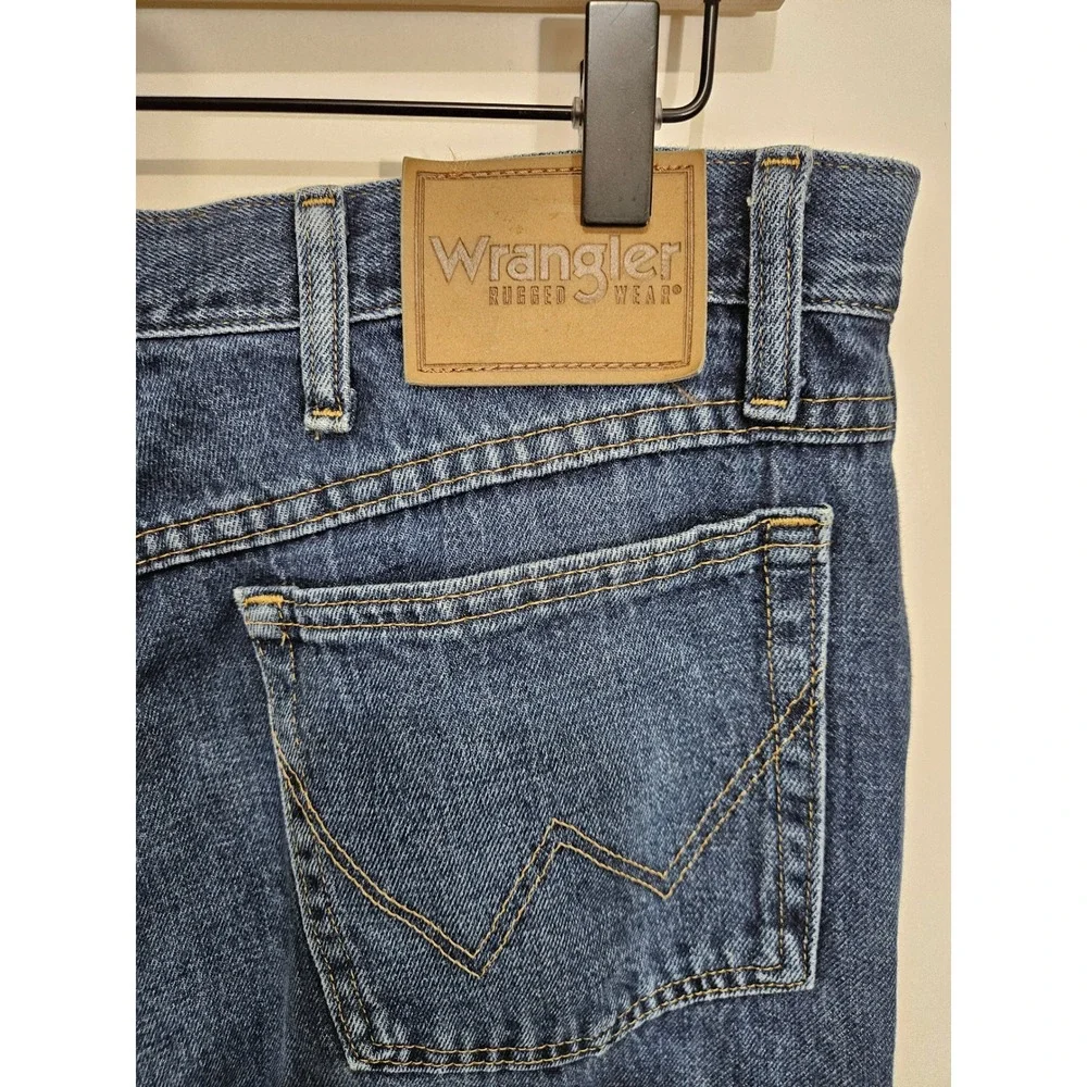Wrangler Rugged Wear Mens Blue Straight Leg Denim‎ Jeans 34x28